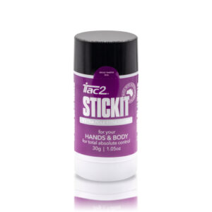 Purple cylindrical bottle with a black cap; circular seal reads 'Break Tamper Seal' above bold white text on the purple label, product for hands/body.