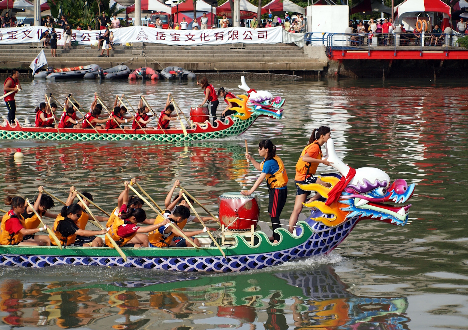 dragon boating team on the water
